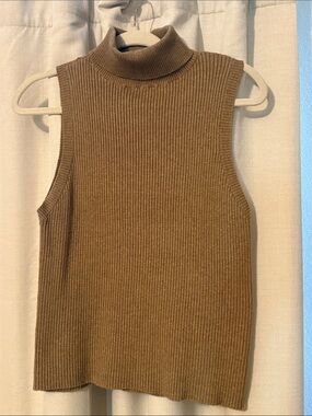 By Together Ribbed Sleeveless Turtleneck - Camel/Tan